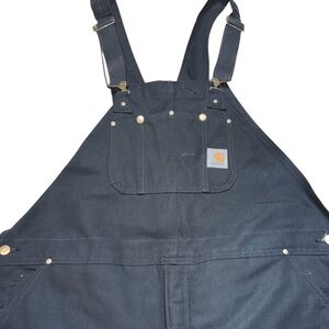 Carhartt Black Insulated Duck Canvas Bib Overalls Quilt Lined Workwear